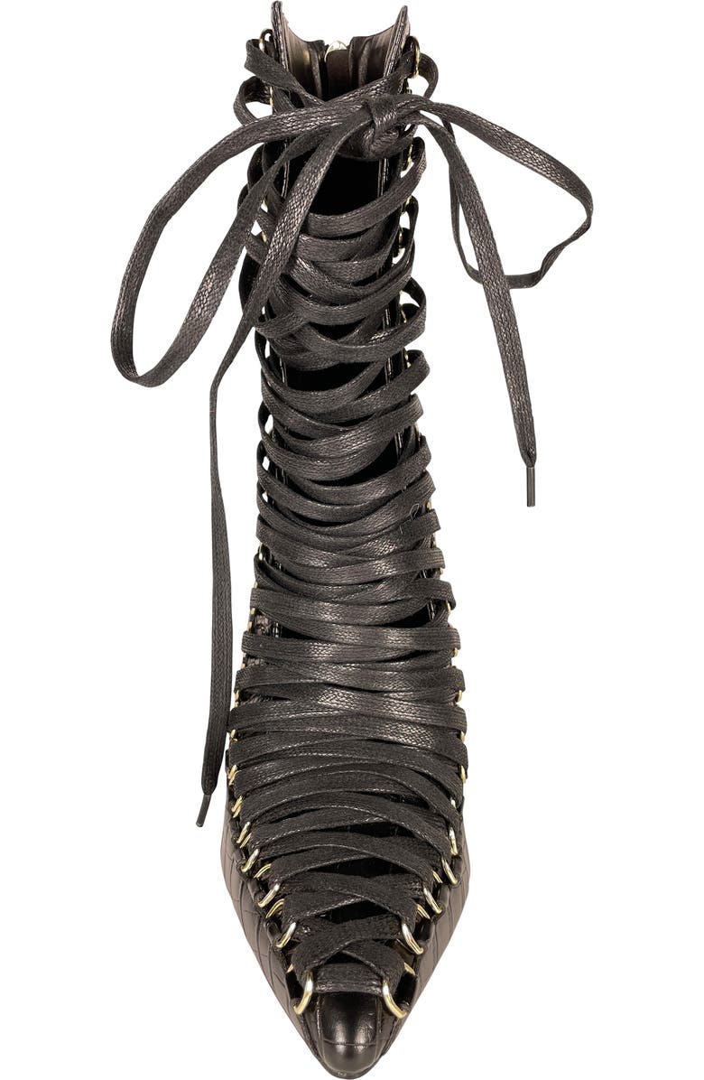 AZALEA WANG Croc Embossed Lace-Up Boot, Alternate, color,