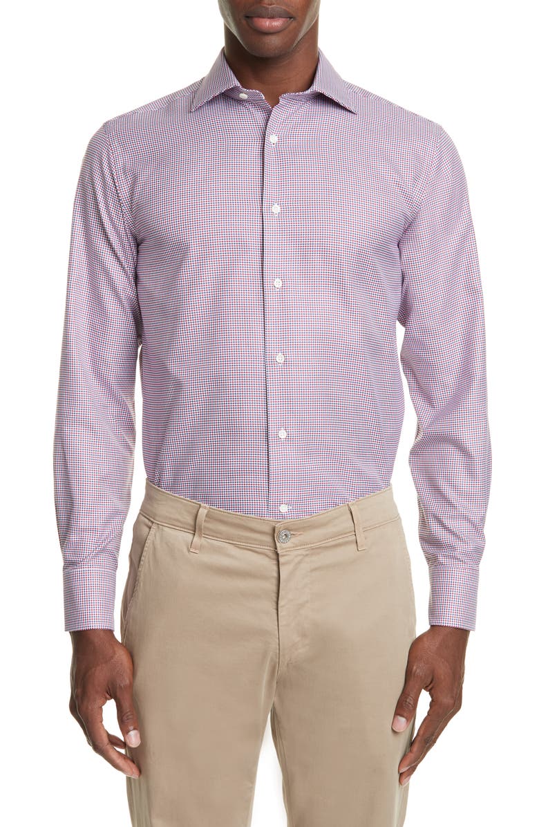 Canali Regular Fit Houndstooth Dress Shirt, Main, color,