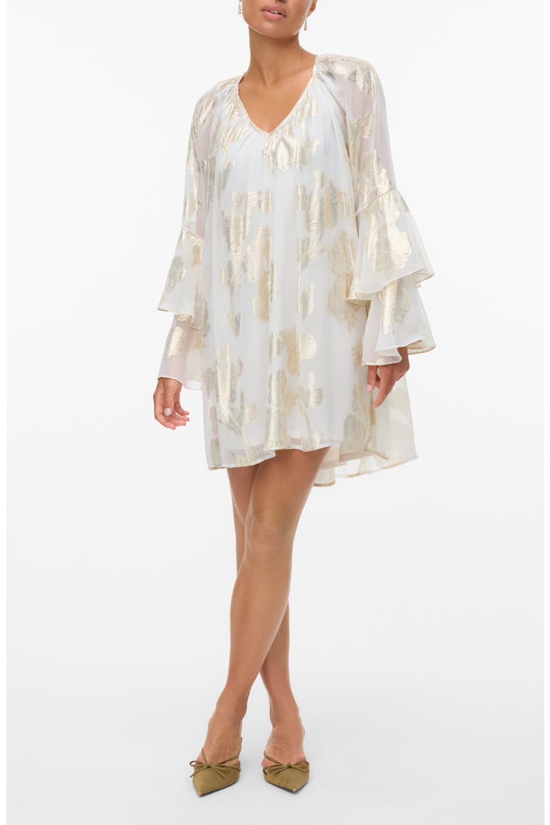 Chili Metallic Tiered Ruffle Minidress, Main, color, CLOUD DANCER DETAIL