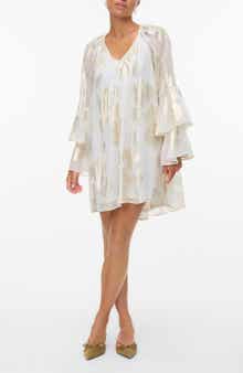 VERO MODA Chili Metallic Tiered Ruffle Minidress