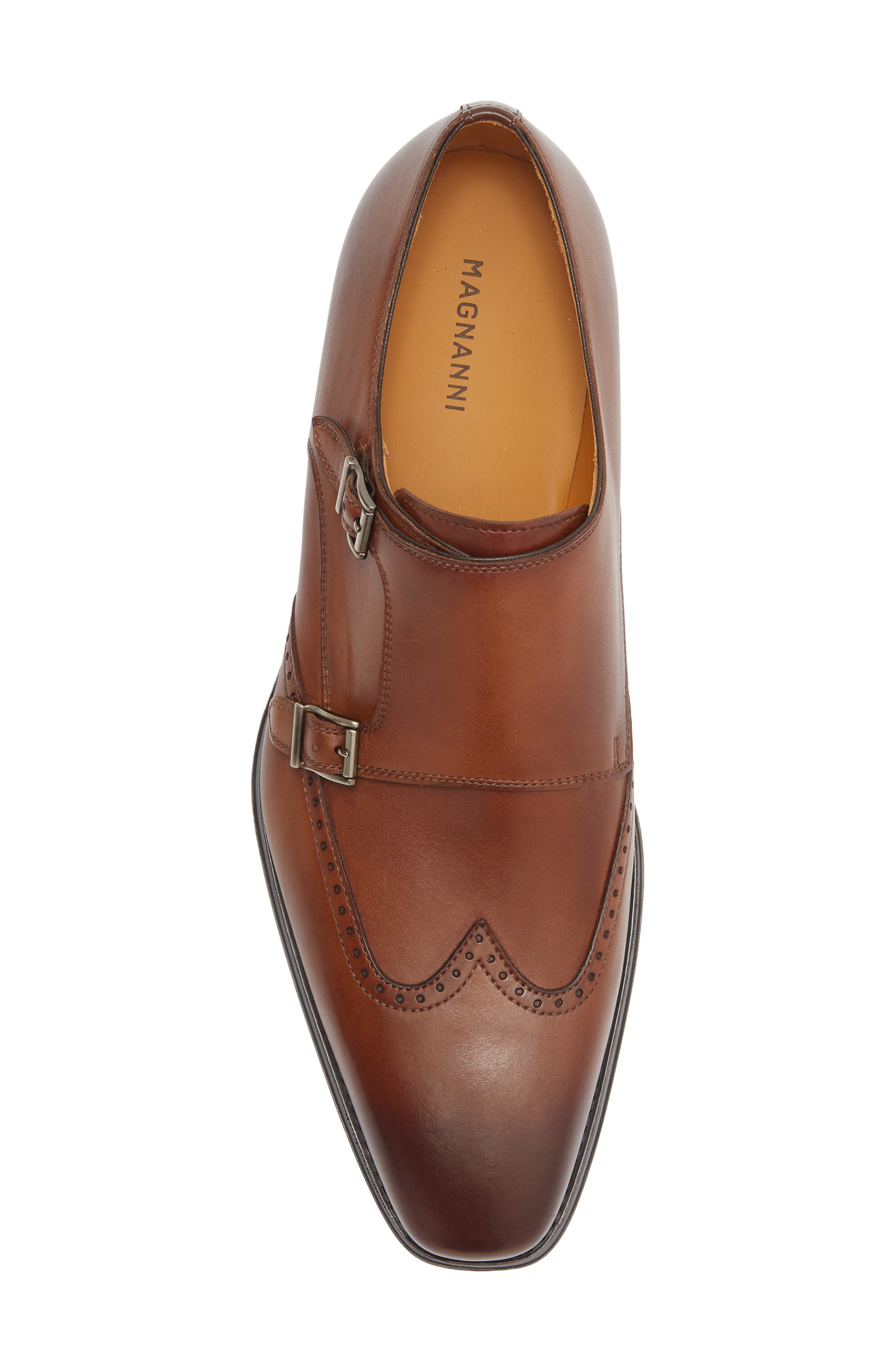 Helios Wing Double Monk Strap Shoe, Alternate, color, TABACO