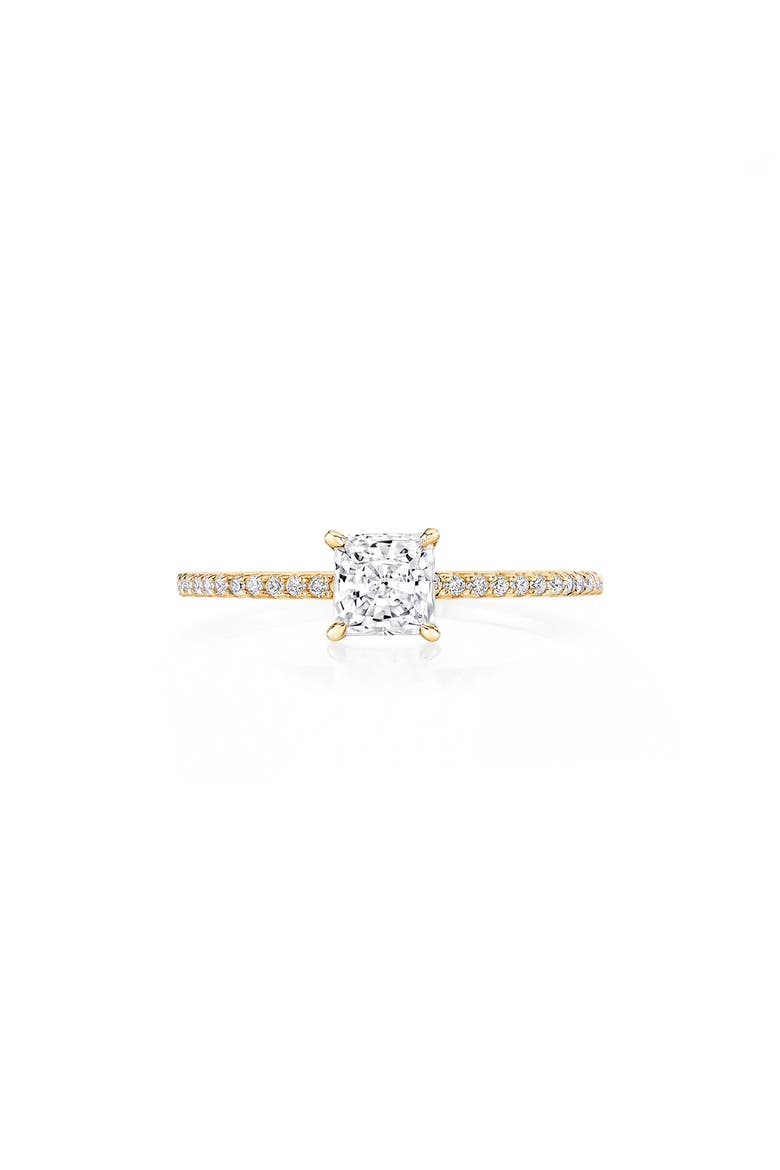 Princess Solitaire Pavé Cubic Zirconia Ring, Alternate, color, 18 KT YELLOW GOLD CLEAR CZ