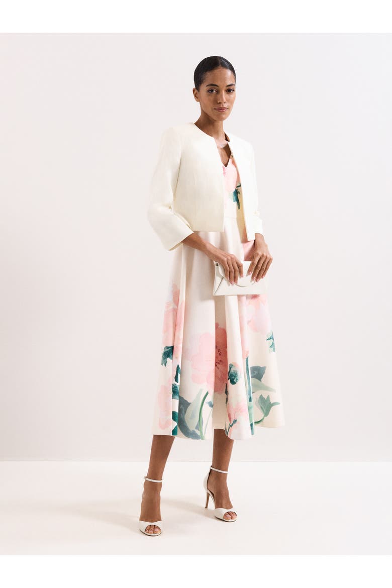Cropped Round Neck Jacket, Alternate, color, Cream