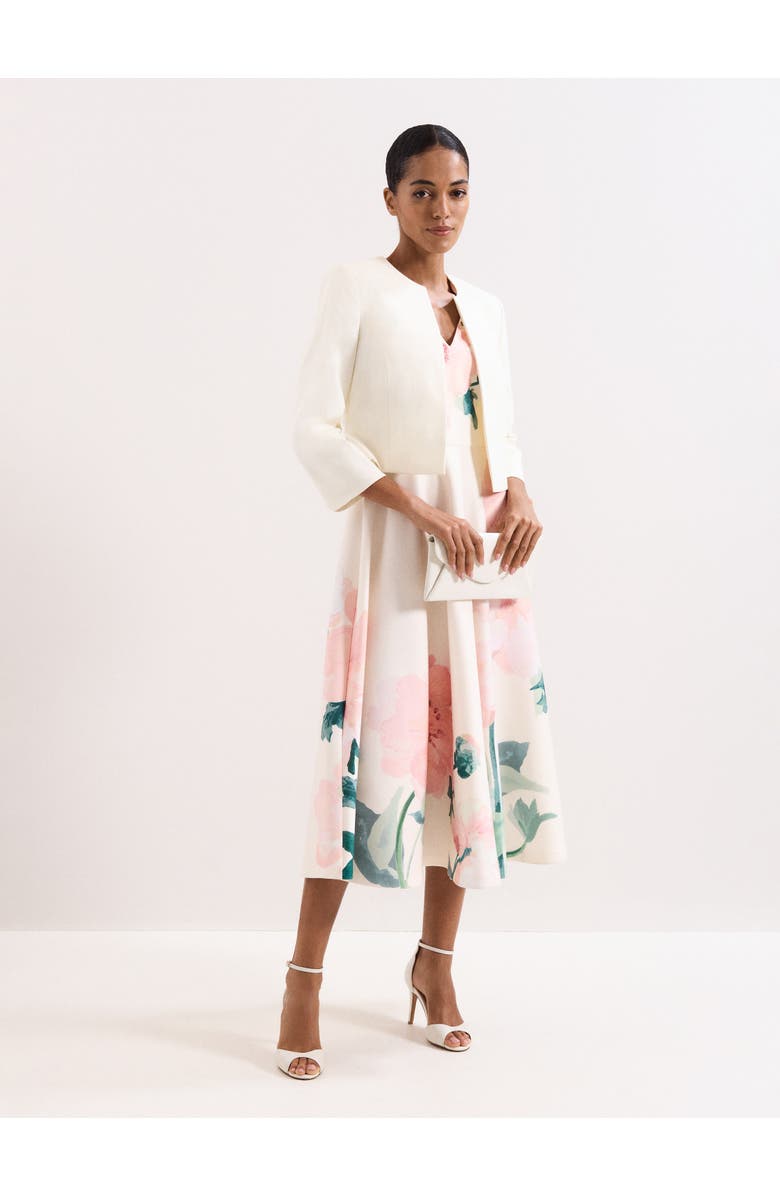 Phase Eight Tailored Cropped Round Neck Jacket, Alternate, color, Cream