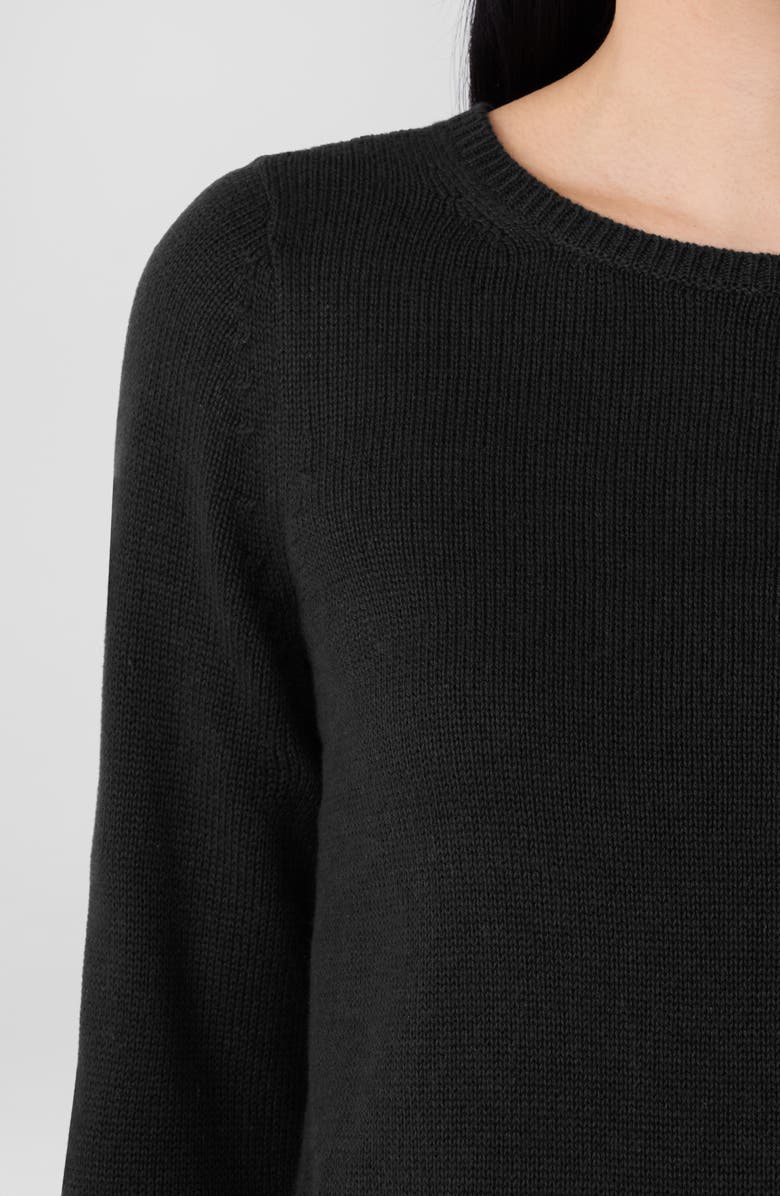 Eileen Fisher Bateau Neck Cotton Blend Sweater, Alternate, color, Black