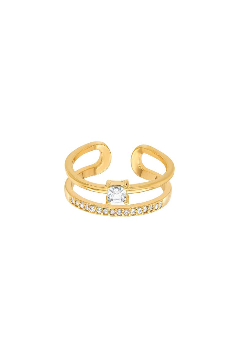 14k Gold Plated Saya Double Band Ring Dainty Bold Trendy, Main, color, Gold