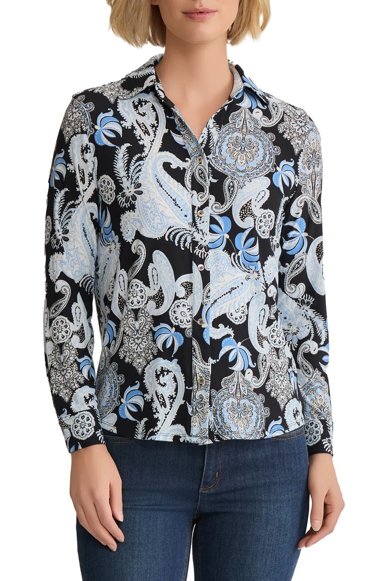 Paisley Button-Up Shirt, Main, color, JONES BLACK MULTI