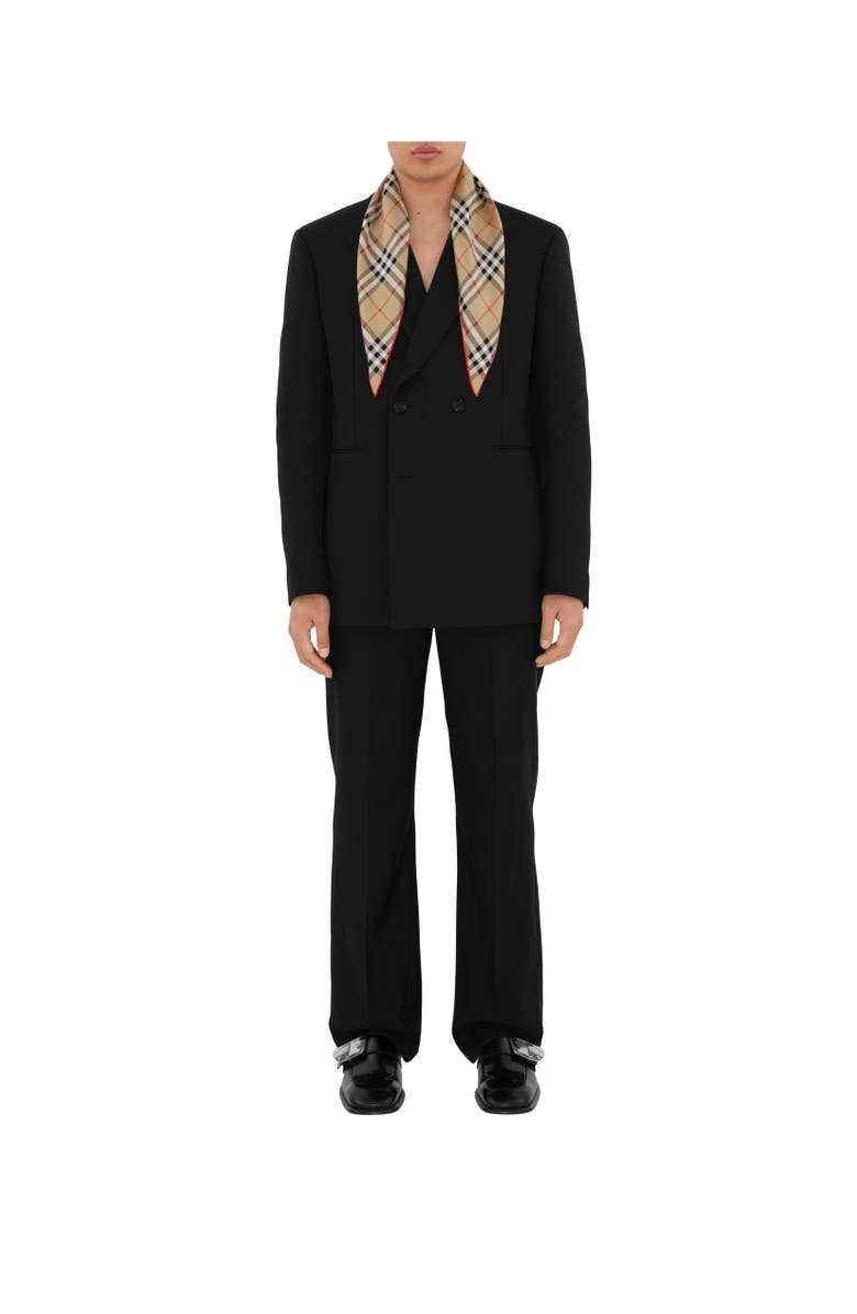 Burberry Check Silk Scarf, Alternate, color, Sand