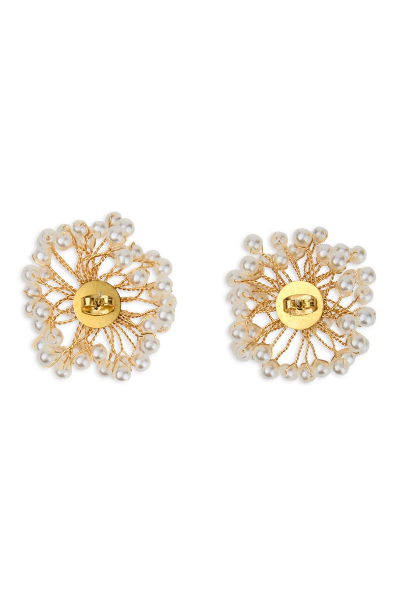 Faux Pearl Wire Stud Earrings, Alternate, color, GOLD