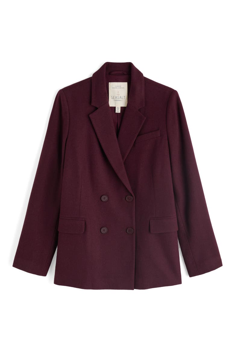Lowena Double Breasted Recycled Wool Blend Blazer, Alternate, color, DARK HELLEBORE