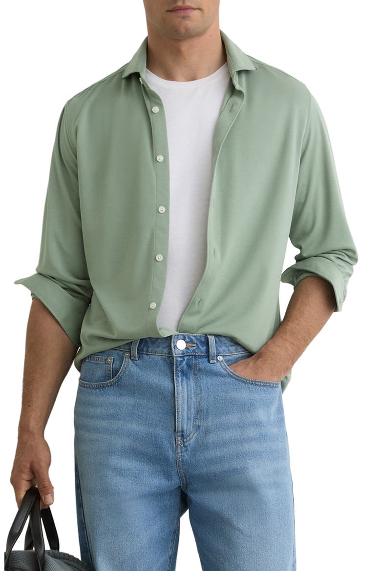 Davaro Button-Up Shirt, Main, color, GREEN