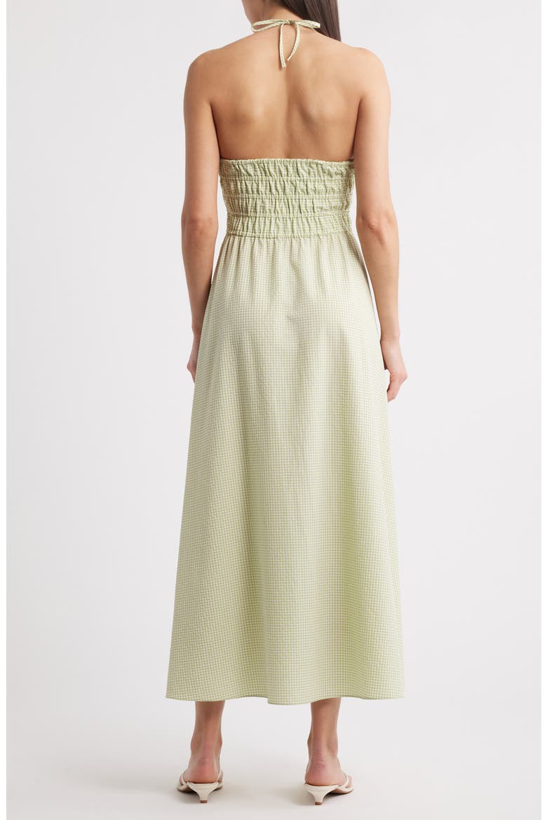 The Lolita Gingham Smocked Cover-Up Halter Dress, Alternate, color, MATCHA