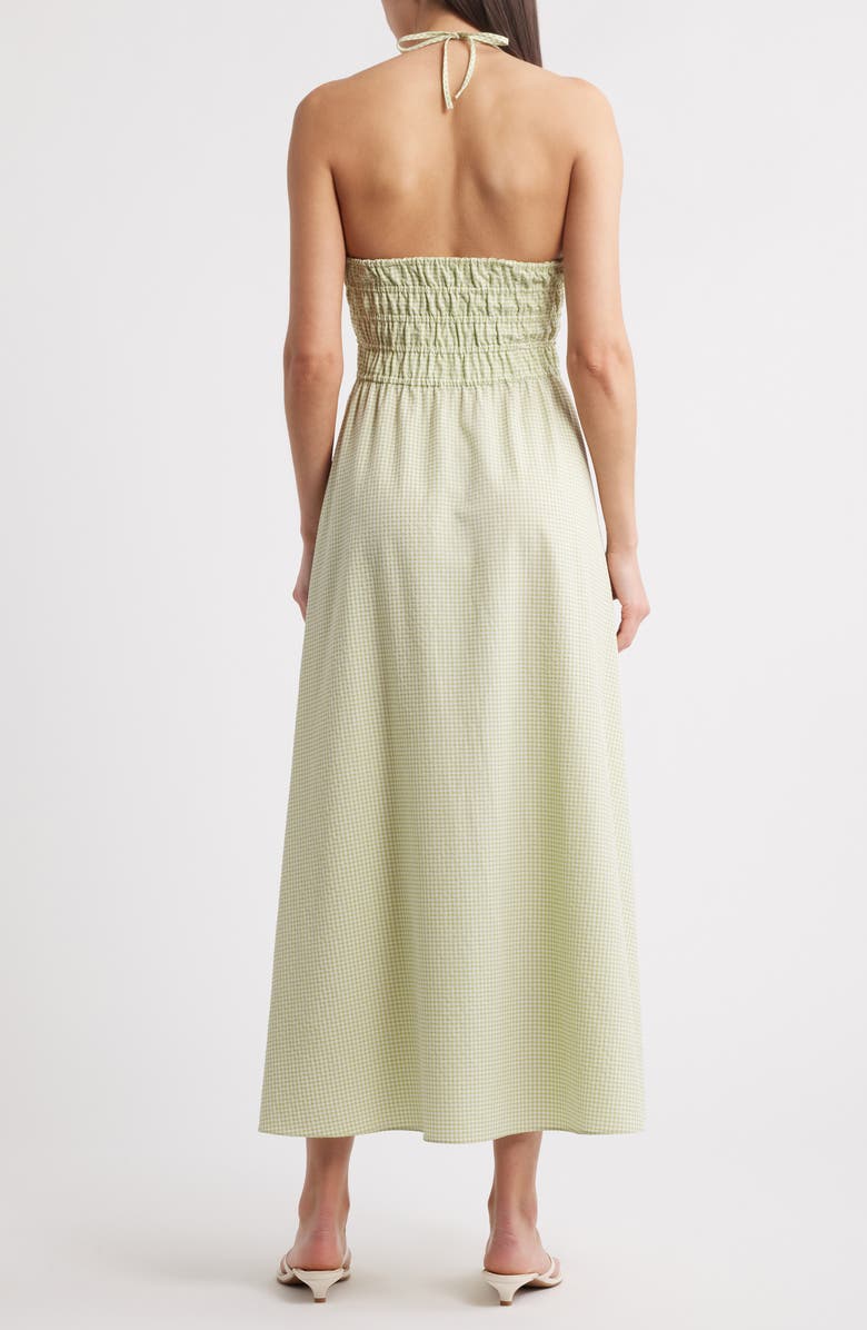 Solid & Striped The Lolita Gingham Smocked Cover-Up Halter Dress, Alternate, color, Matcha