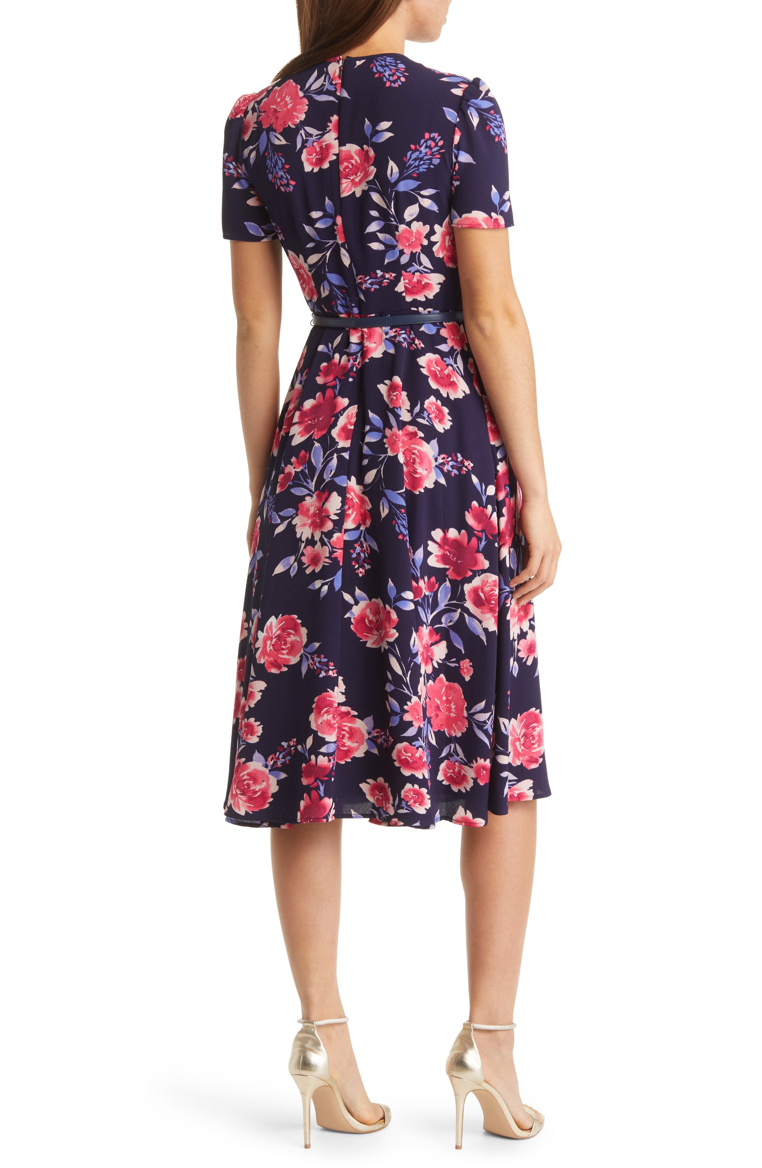 Eliza J Floral Print Midi Dress (Women) | Nordstromrack