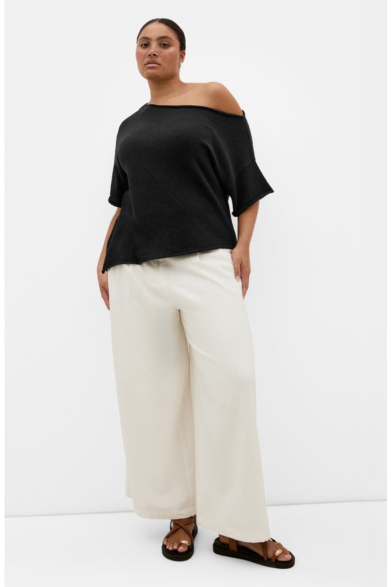 One-Shoulder Top, Alternate, color, BLACK