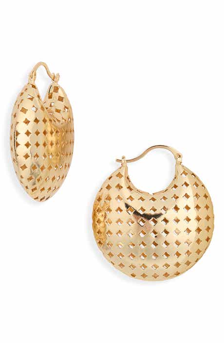 Latticed Puffy Hoop Earrings
