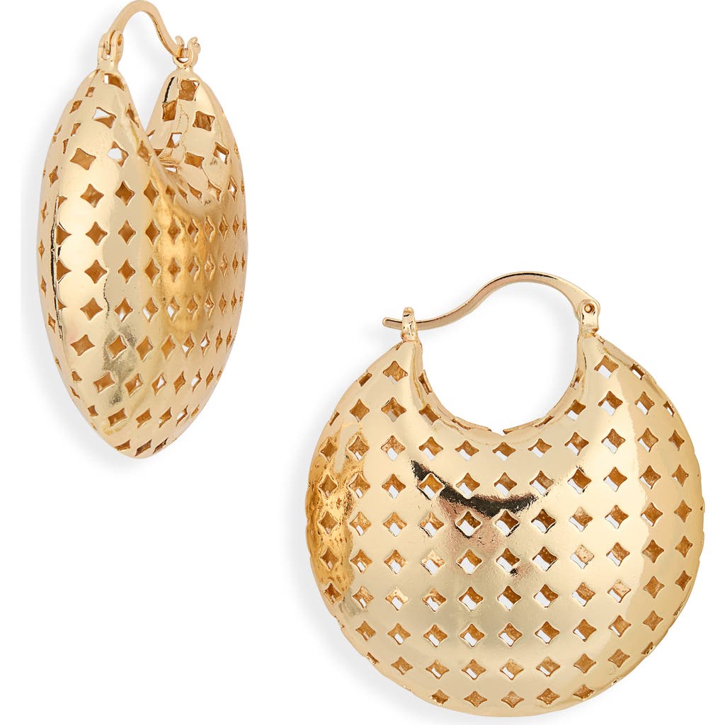 Tasha Latticed Puffy Hoop Earrings In Gold
