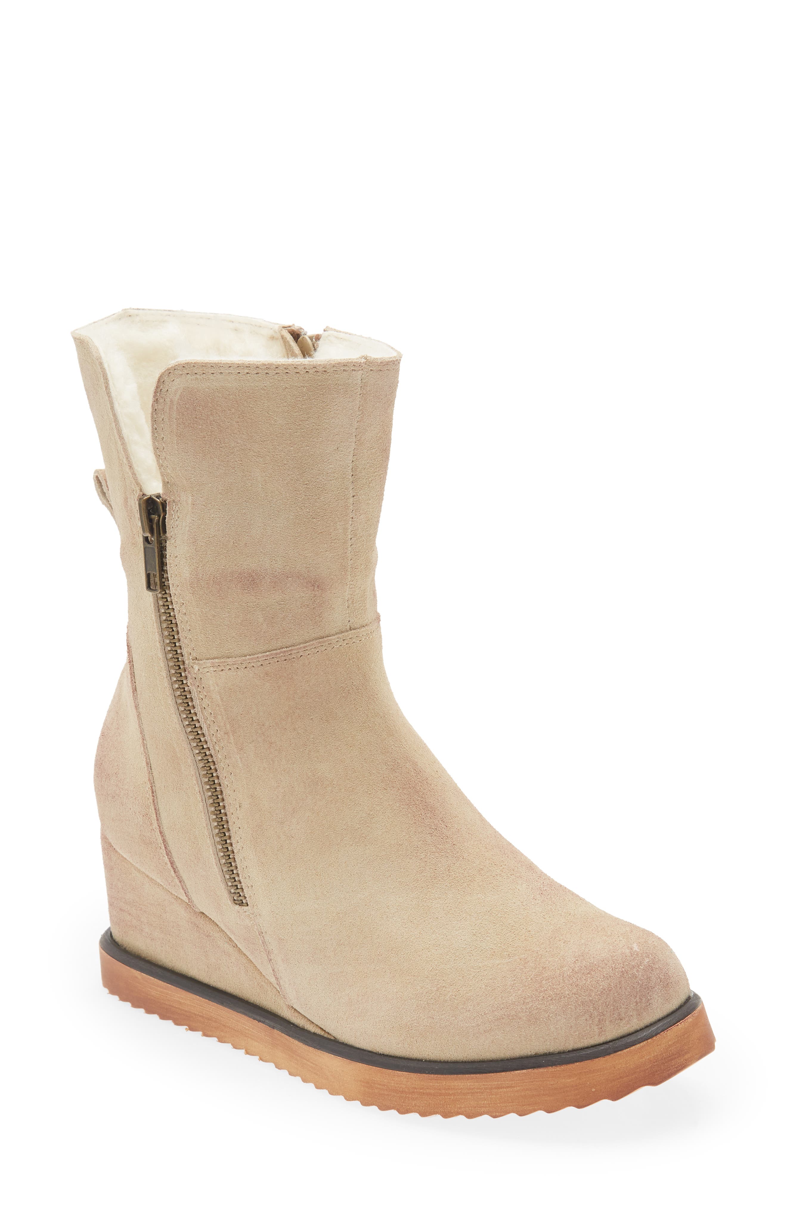 Mallory Genuine Shearling Lined Boot, Main, color, TAN SUEDE
