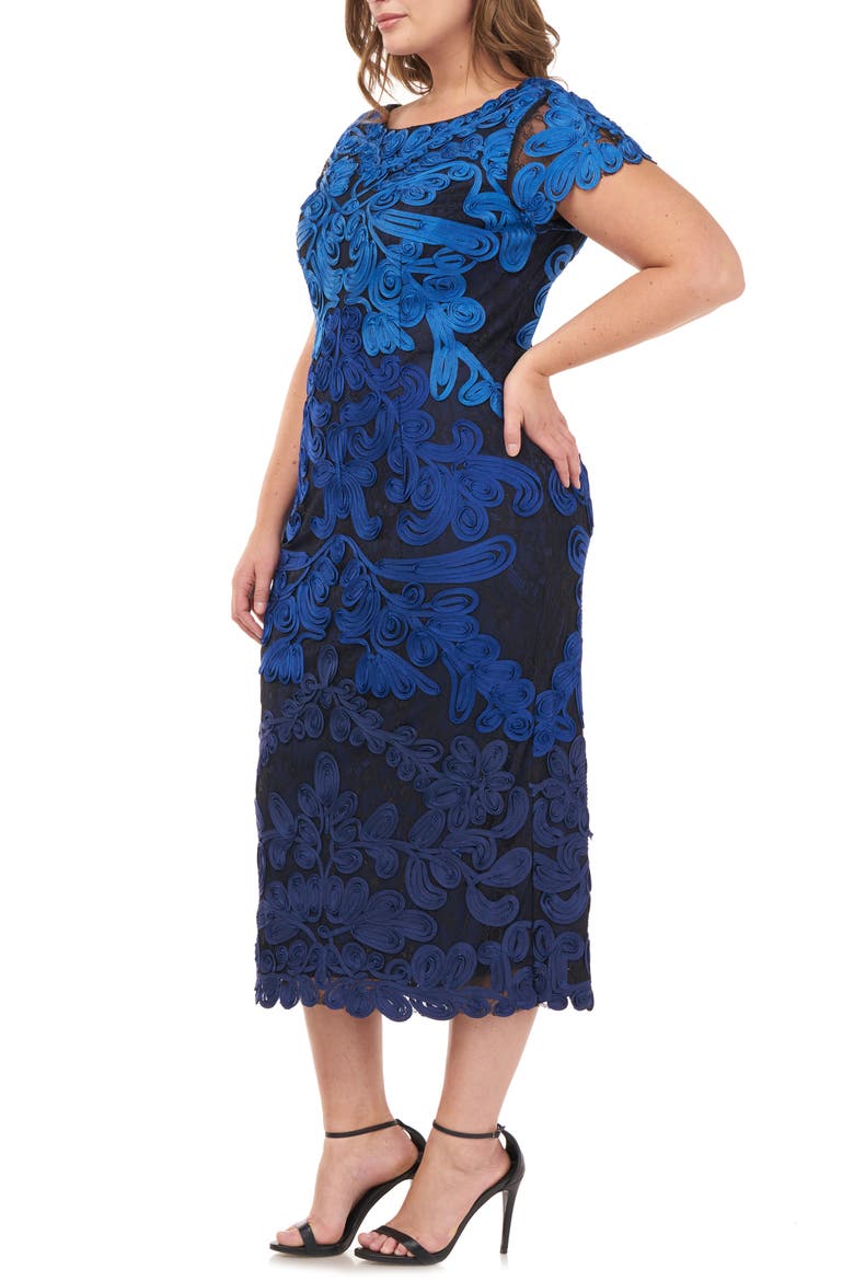 Soutache Midi Dress, Alternate, color, ROYAL NAVY