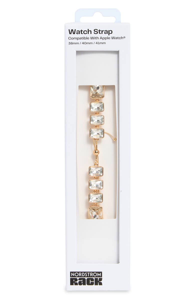NORDSTROM RACK Large Crystal Smartwatch Band, Alternate, color, Clear- Gold