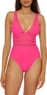 Becca Open Knit Inset One-Piece Swimsuit