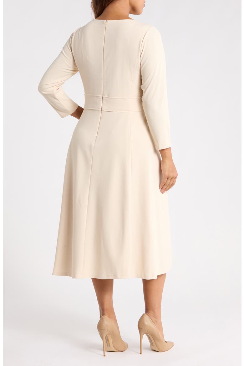 Tie Waist Scuba Midi Dress, Alternate, color, MACADAMIA