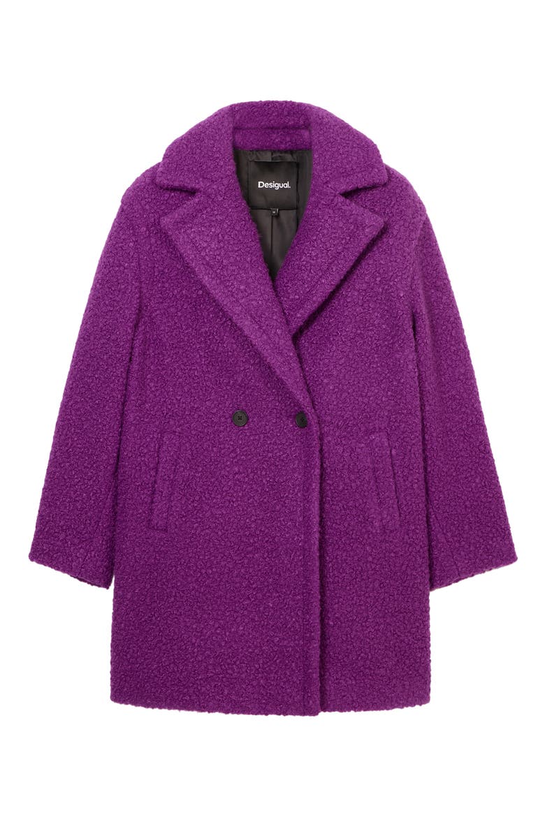 Amberes Double Breasted Bouclé Coat, Alternate, color, PURPLE