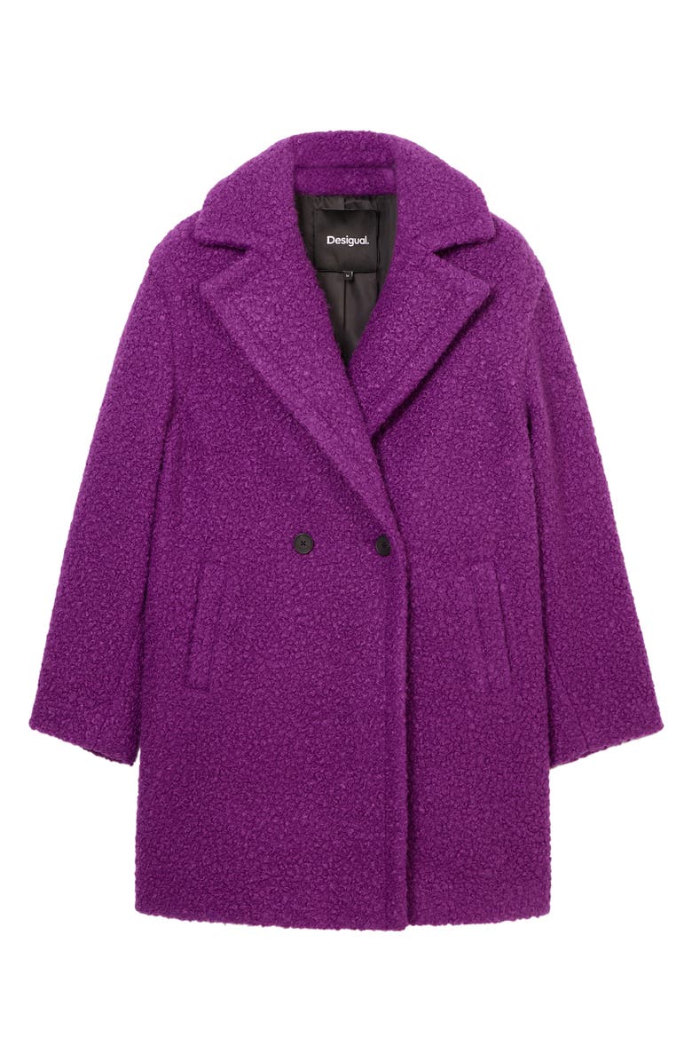 Desigual Amberes Double Breasted Bouclé Coat, Alternate, color, 