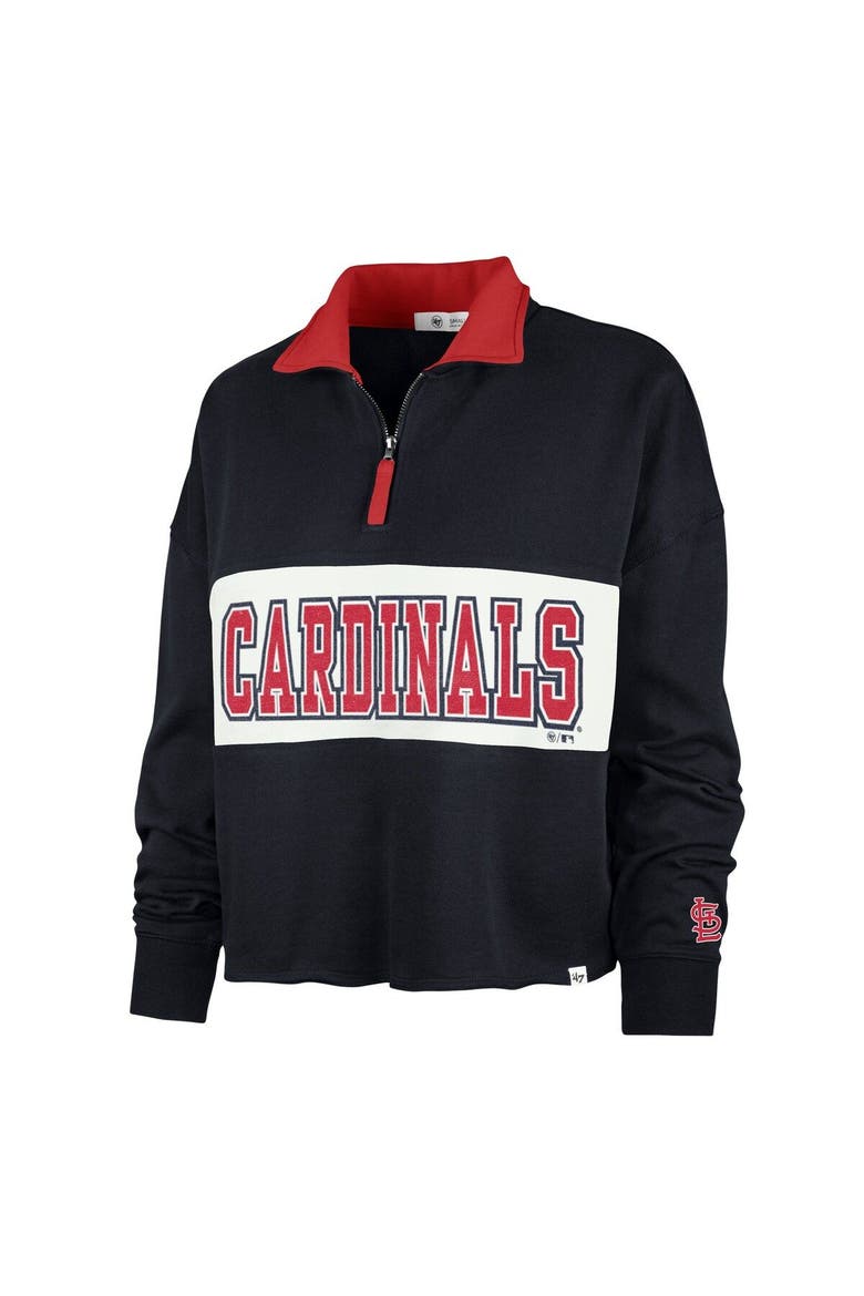 Women's '47 Navy St. Louis Cardinals Remi Quarter-Zip Cropped Top, Alternate, color, Navy