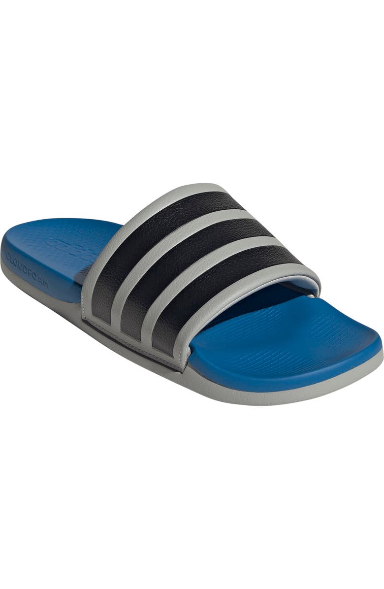 adidas Adilette Comfort 2.0 Slide Sandal, Main, color, Grey Two/ Core Black/ Ray Blue