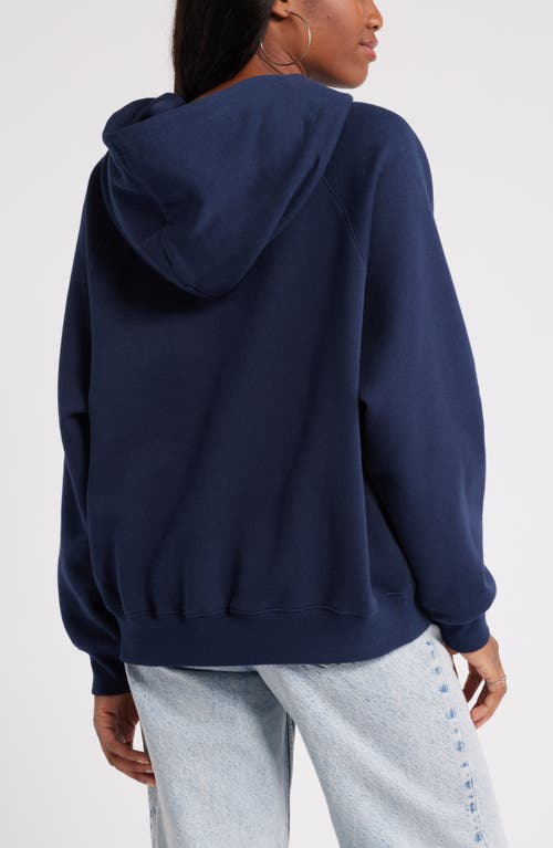 Bp. Fleece Detail Oversize Raglan Hoodie In Blue