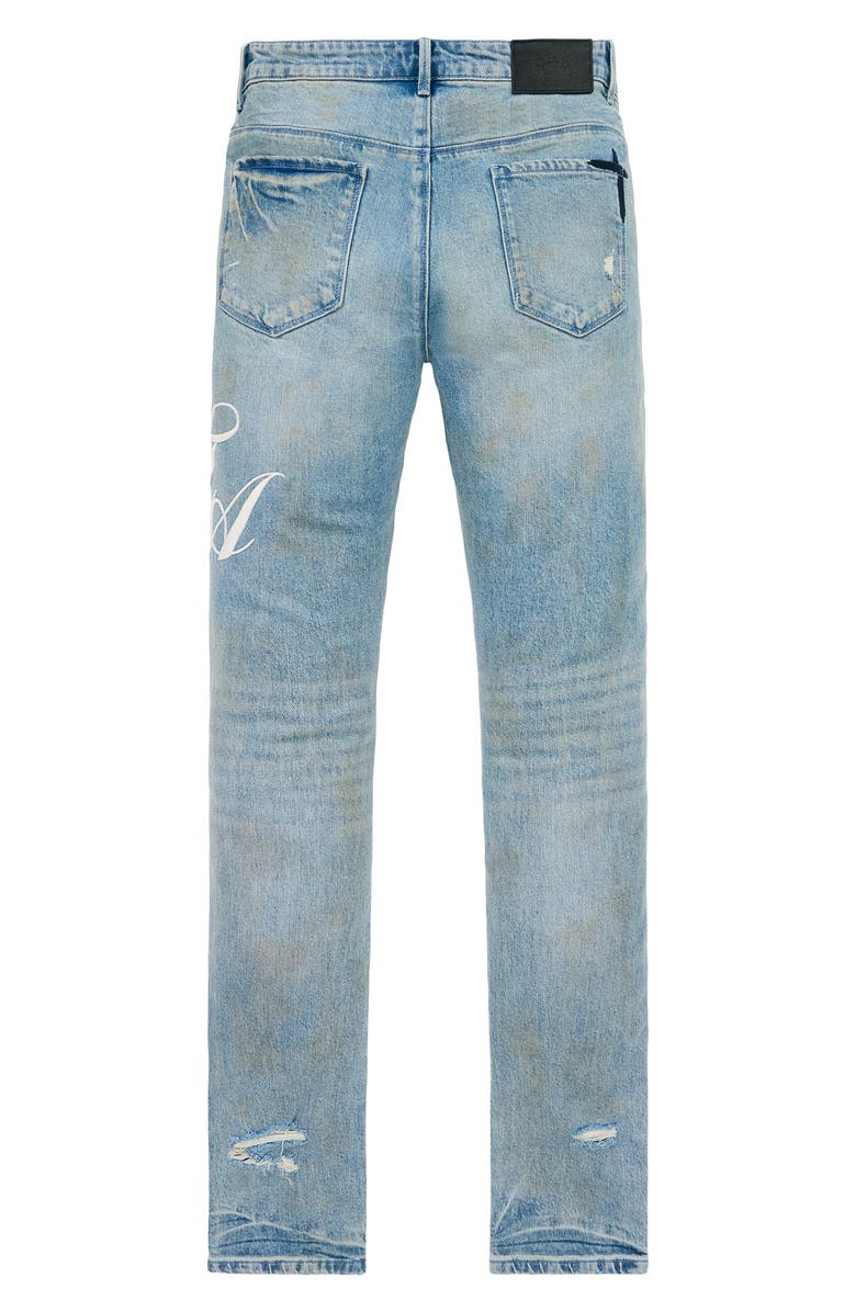 RtA Bryant Skinny Jeans, Alternate, color, Ciel Fade Cursive