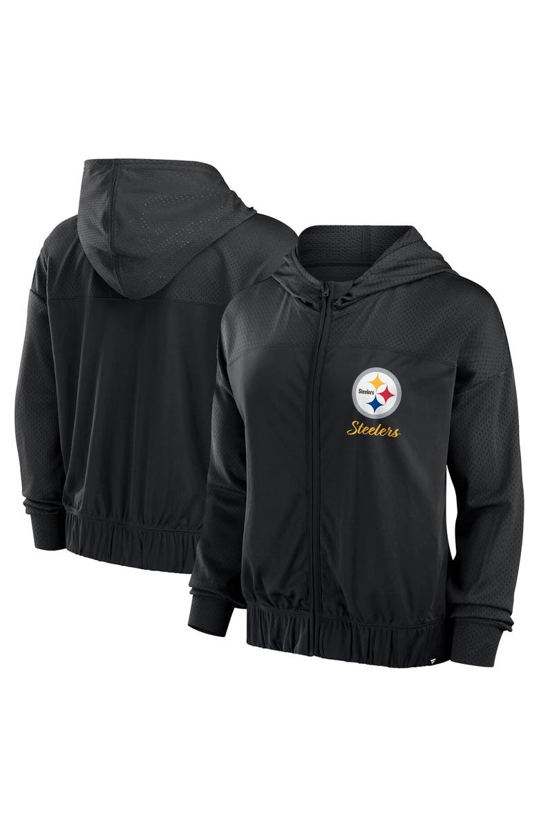 FANATICS Women's Fanatics Black Pittsburgh Steelers Script Lock Full-Zip Hoodie, Main, color, Black