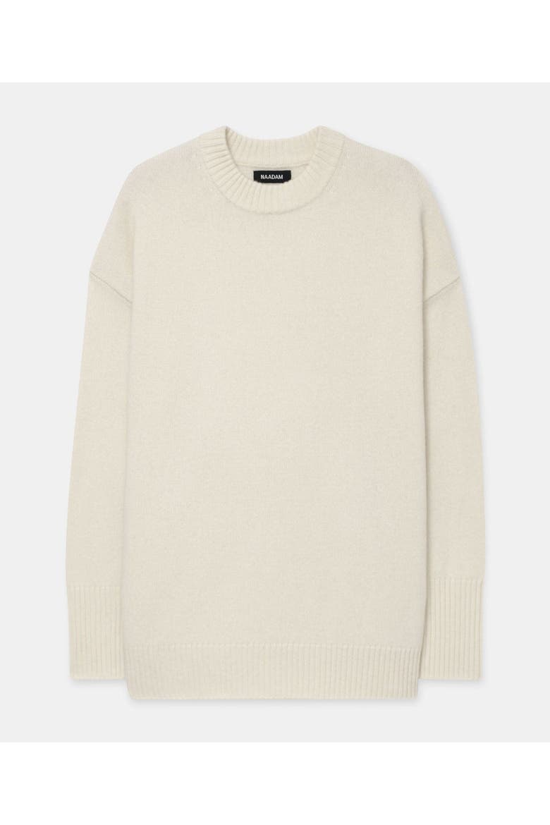 Luxe Cashmere Oversized Crewneck Sweater, Alternate, color, White