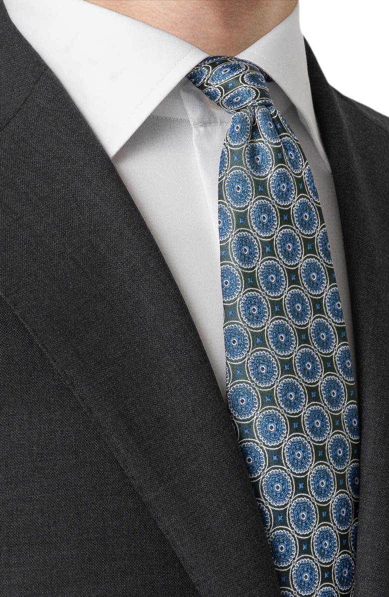 Eton Medallion Silk Tie, Alternate, color, Dark Green