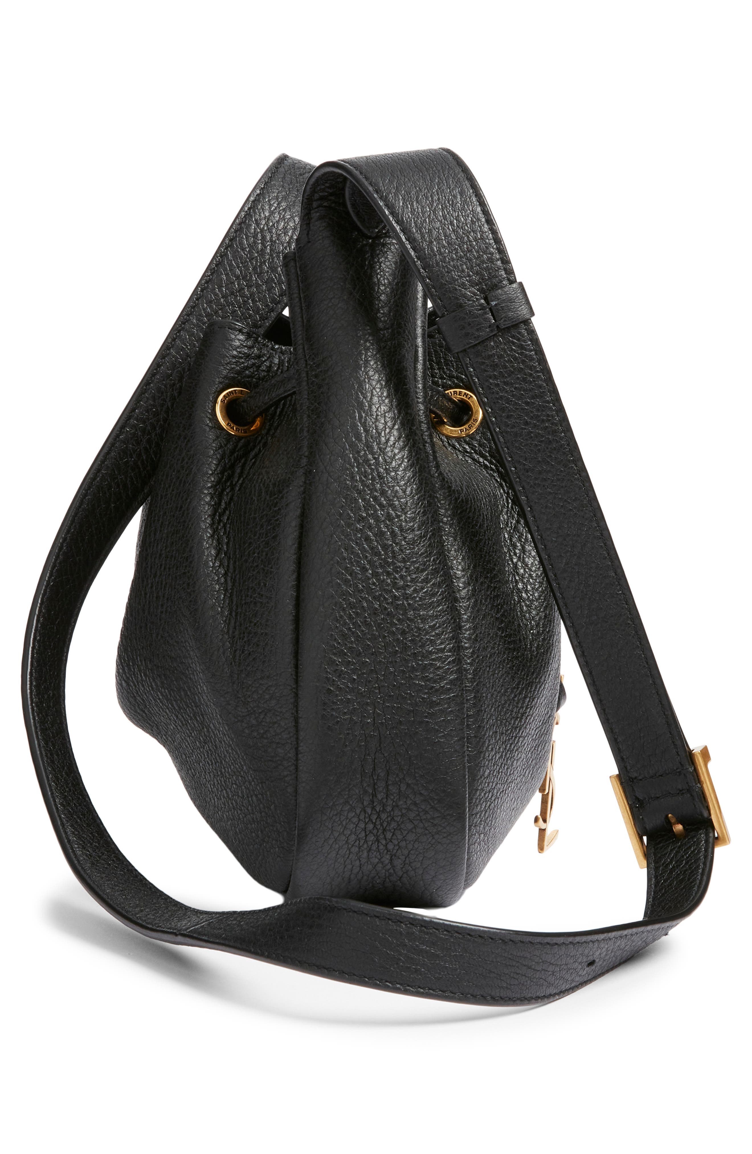 Saint Laurent Mini Paris VII Grained Leather Shoulder Bag, Alternate, color, Noir