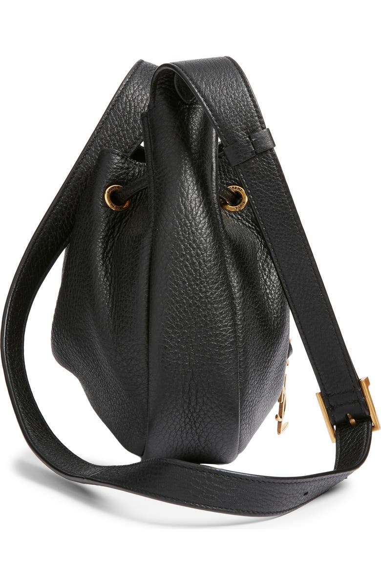 Saint Laurent Mini Paris VII Grained Leather Shoulder Bag, Alternate, color, Noir