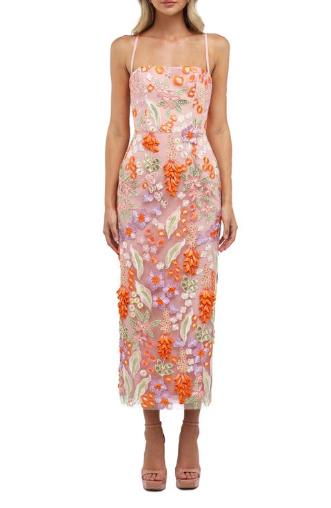 Gemma Embroidered Tulle Midi Dress