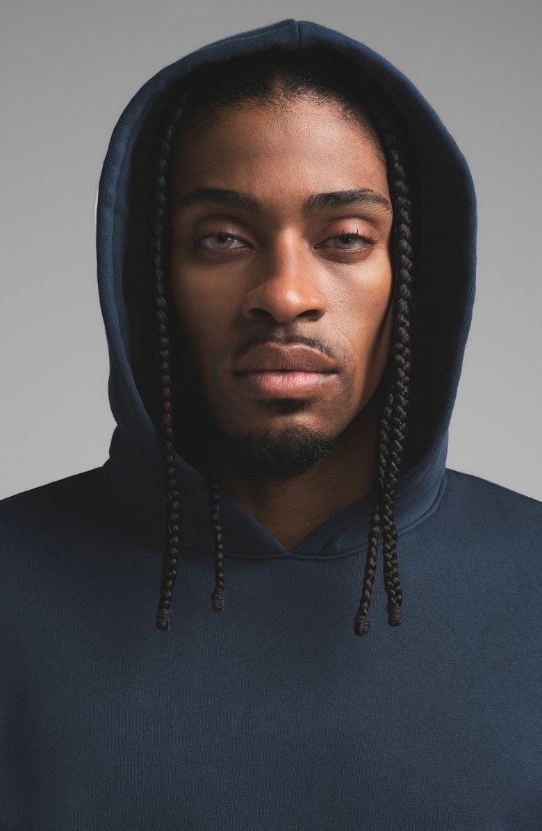 SKIMS Fleece Lounge Relaxed Hoodie, Alternate, color, Navy