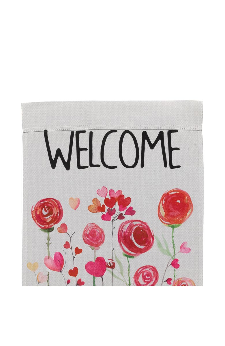 Northlight Roses and Hearts Floral "Welcome" Outdoor Garden Flag 18" x 12.5", Alternate, color,