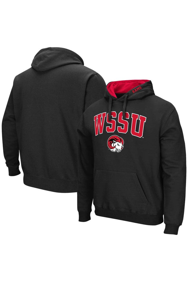 Men's Colosseum Black Winston-Salem State Rams Arch & Logo 3.0 Pullover Hoodie, Main, color, Black