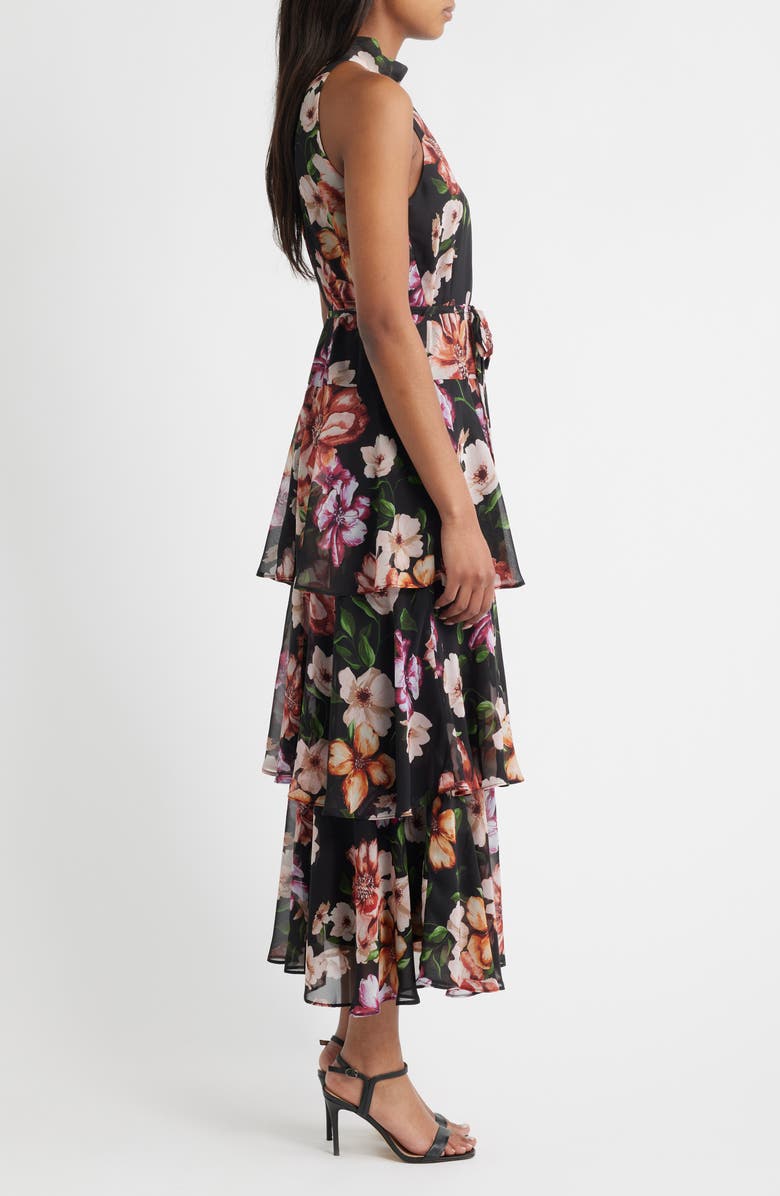 Julia Jordan Tiered Maxi Dress, Alternate, color, Black Multi