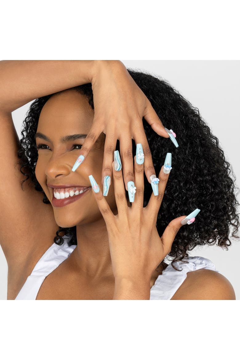 Cinnamoroll 3D Luxury Handmade Press-On Nails - 24-Piece Kit, Alternate, color, Baby Blue, Silver