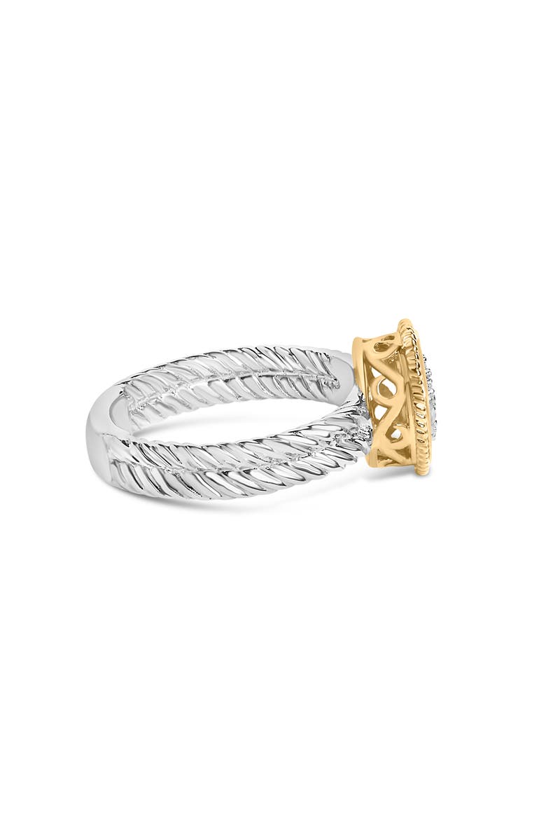 18K Yellow Gold Plated Silver Diamond Heart Ring with Satin Finish, Alternate, color, Yellow