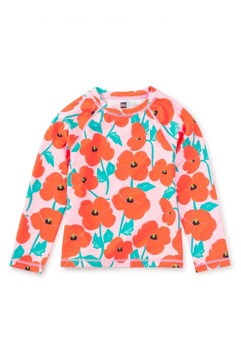 Long Sleeve Rash Guard, Main, color, Poppy Poppies
