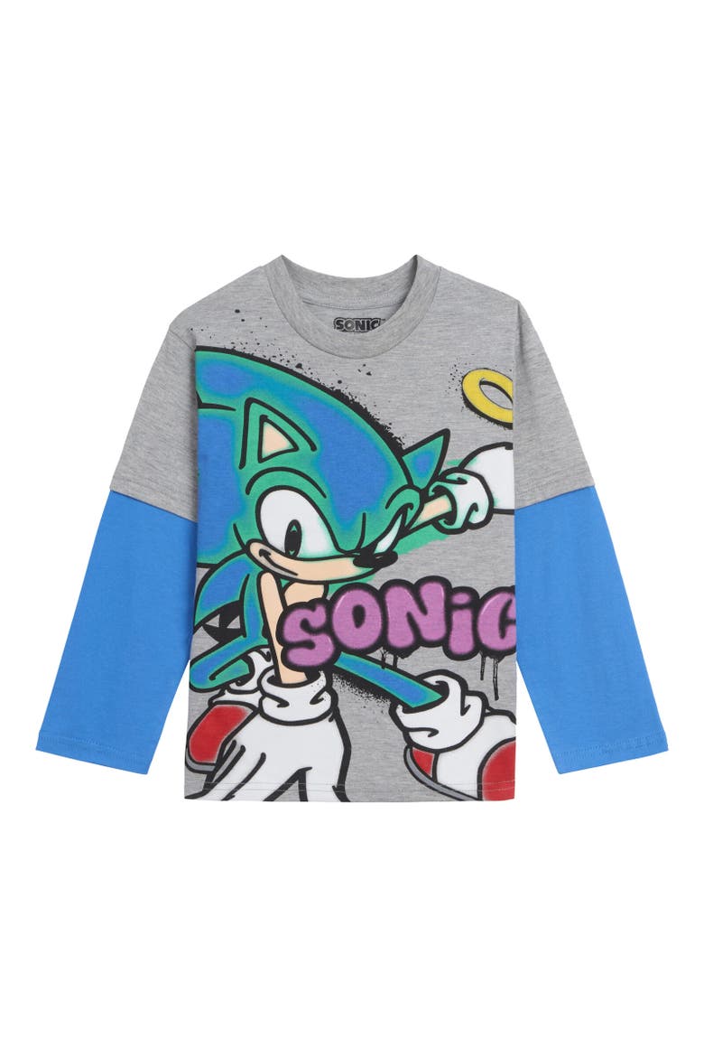 Sonic the Hedgehog Hang Down T-Shirt & Pants Set, Alternate, color, Gray / Blue