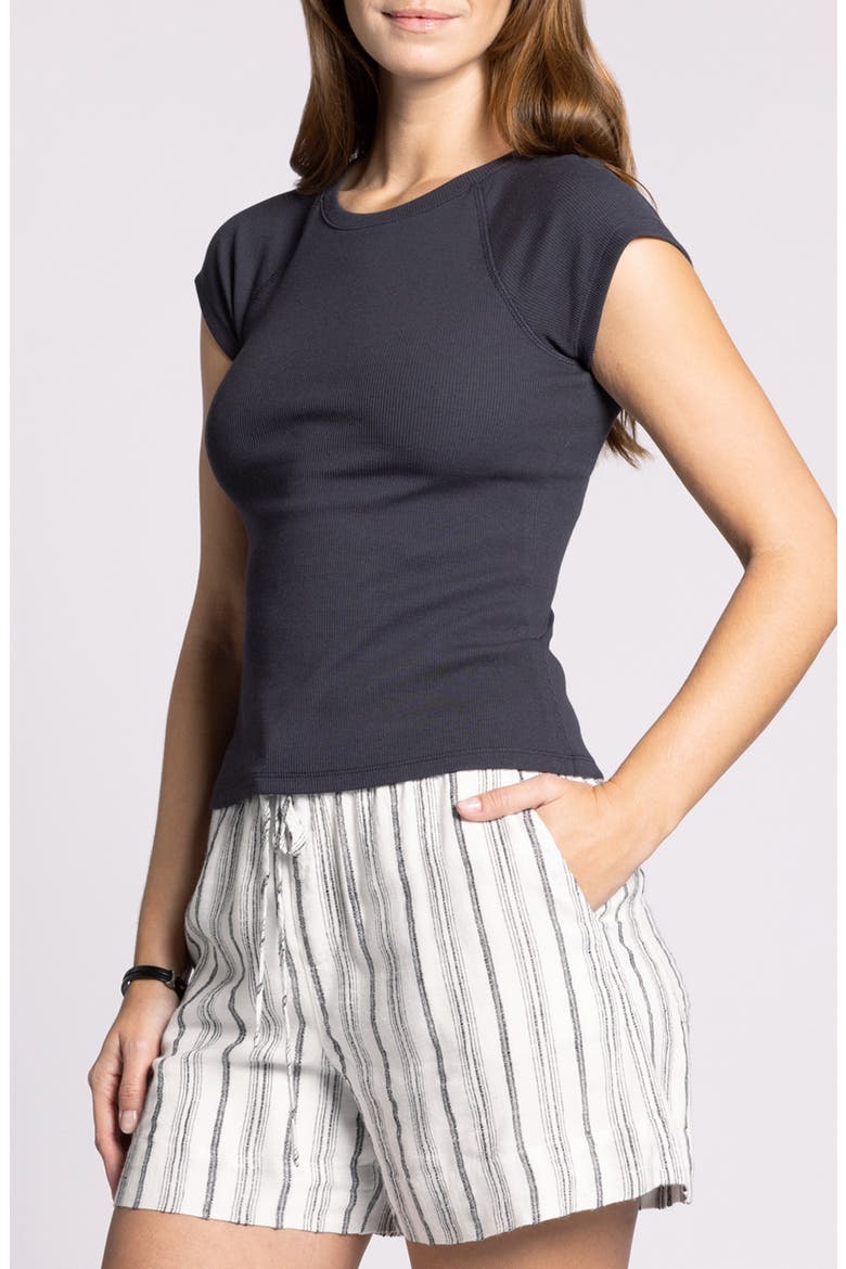 Winslet Rib Raglan Sleeve T-Shirt, Main, color, OBSIDIAN