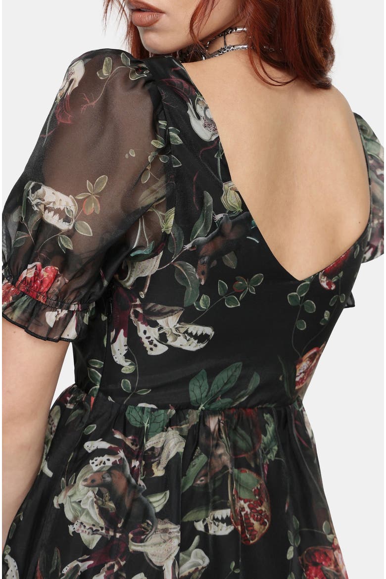 Anara Fruit Print Tiered Gown, Alternate, color, Black