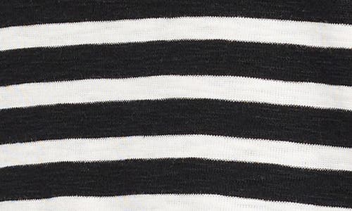 Nzt By Nic+zoe Stripe Bateau Neck Cotton Blend Top In Black Multi