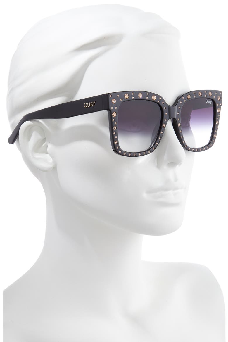 Icy 51mm Gradient Square Sunglasses, Alternate, color, BLACK ROSE/ FADE